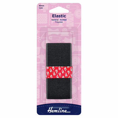 H621.40 General Purpose Knitted Elastic: 1m x 40mm: Black ..